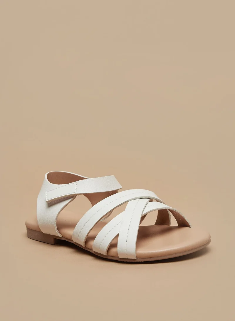Flora Bella By Shoexpress Girls Strappy Sandals with Hook and Loop Closure