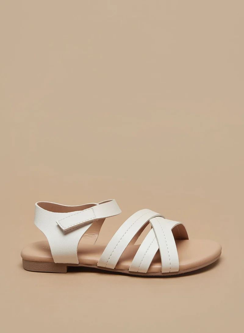 Flora Bella By Shoexpress Girls Strappy Sandals with Hook and Loop Closure