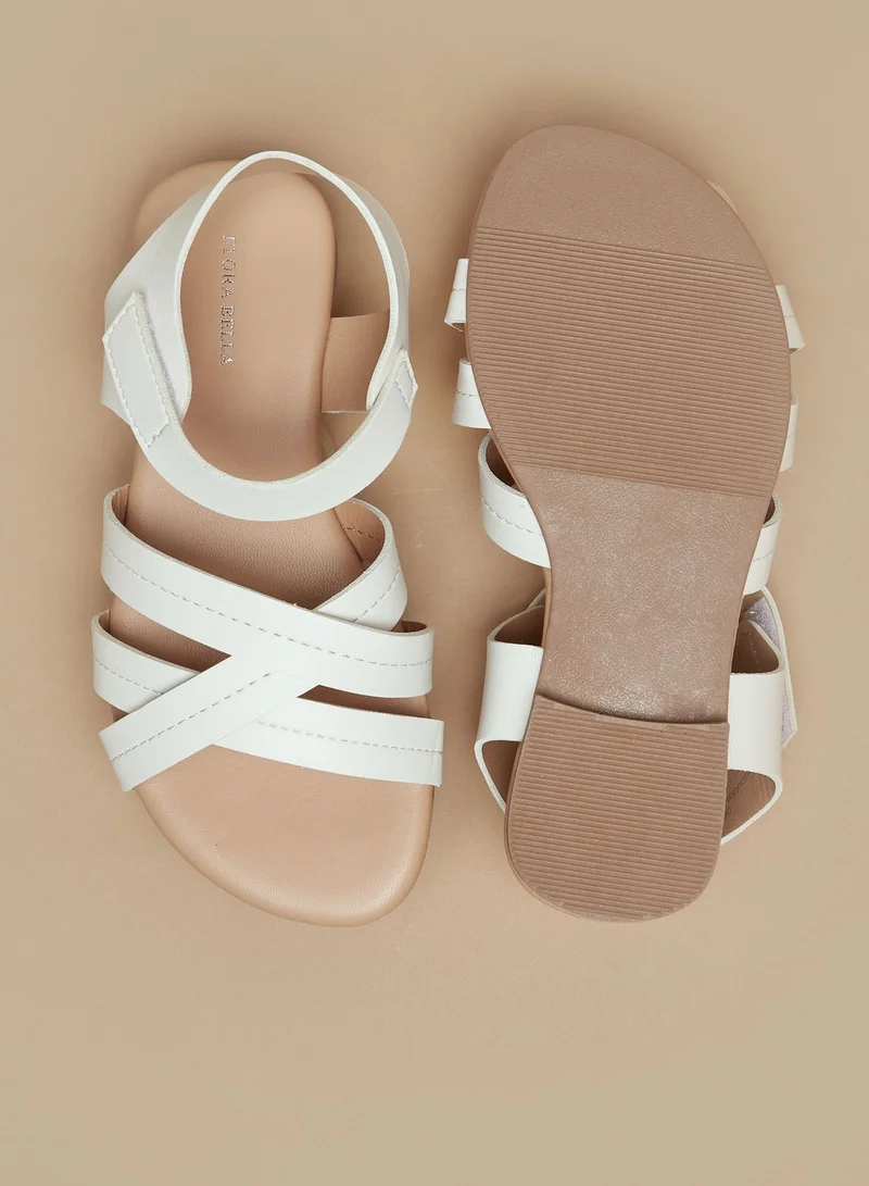 Flora Bella By Shoexpress Girls Strappy Sandals with Hook and Loop Closure
