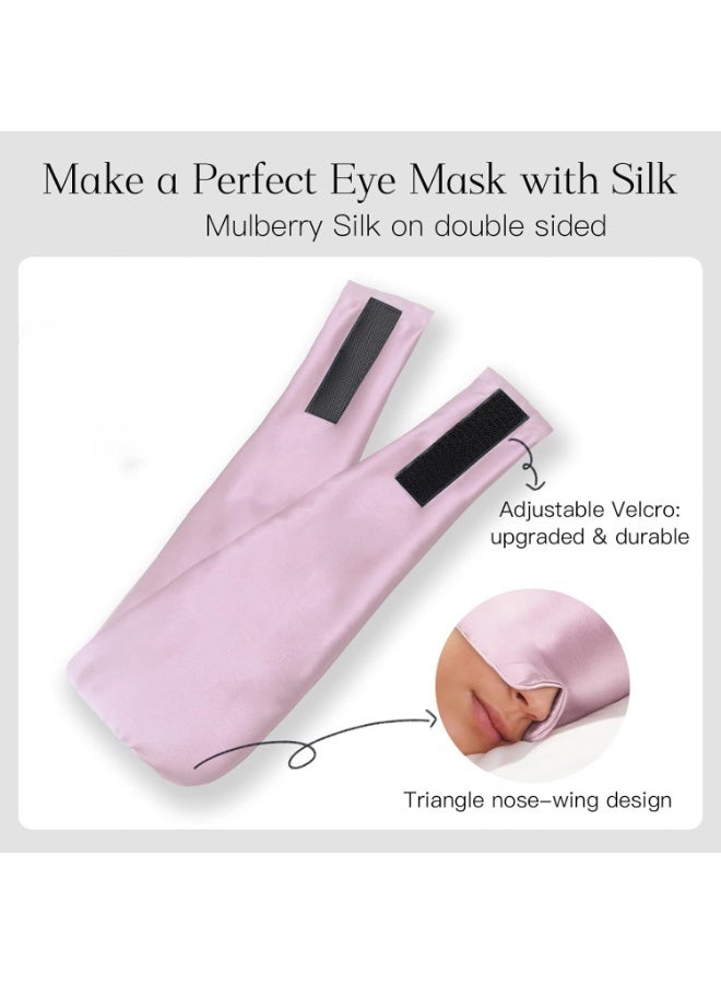 Natural Silk Eye Mask for Women, Soft Pressureless Cooling Blackout Eye Covers for Sleeping, Smooth and Breathable, Large Size Sleep Mask Fits All Heads Adjustable, Lotus Pink - Image 2