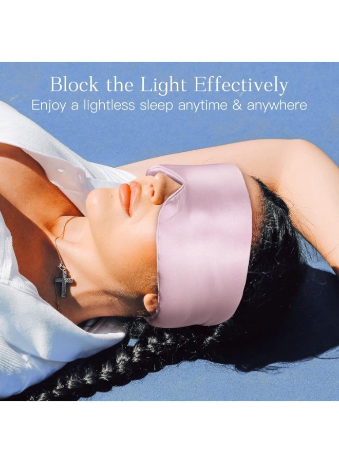 Natural Silk Eye Mask for Women, Soft Pressureless Cooling Blackout Eye Covers for Sleeping, Smooth and Breathable, Large Size Sleep Mask Fits All Heads Adjustable, Lotus Pink - Image 4