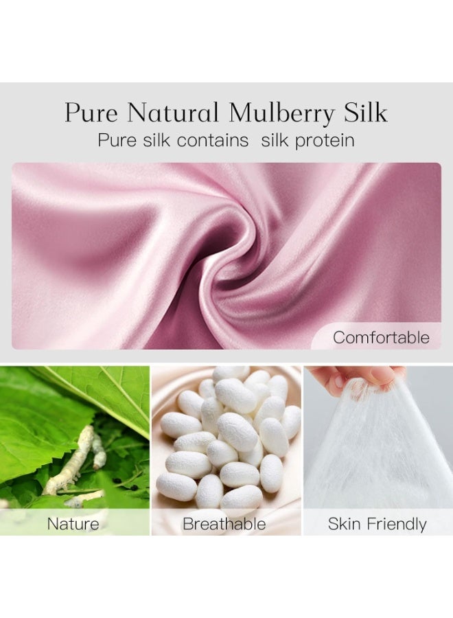 Natural Silk Eye Mask for Women, Soft Pressureless Cooling Blackout Eye Covers for Sleeping, Smooth and Breathable, Large Size Sleep Mask Fits All Heads Adjustable, Lotus Pink - Image 5