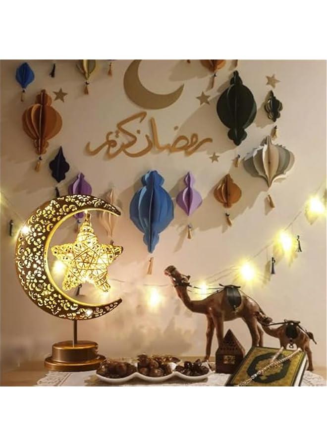 Arabest Enchanted Lunar Lamp, Ramadan Decor for Home, Galaxy Moon Star Night Light, Unique Half Moon Table Lamp, Battery Operated Eid Mubarak Decor, Bedroom Light Option. - Image 2
