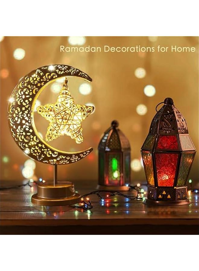 Arabest Enchanted Lunar Lamp, Ramadan Decor for Home, Galaxy Moon Star Night Light, Unique Half Moon Table Lamp, Battery Operated Eid Mubarak Decor, Bedroom Light Option. - Image 3