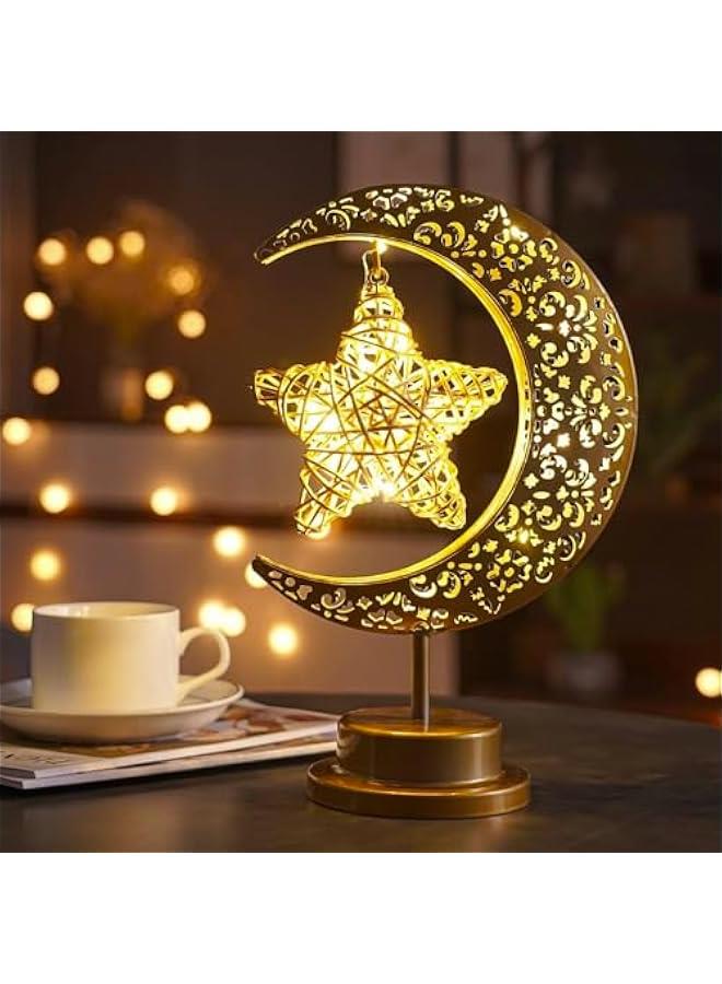Arabest Enchanted Lunar Lamp, Ramadan Decor for Home, Galaxy Moon Star Night Light, Unique Half Moon Table Lamp, Battery Operated Eid Mubarak Decor, Bedroom Light Option. - Image 4