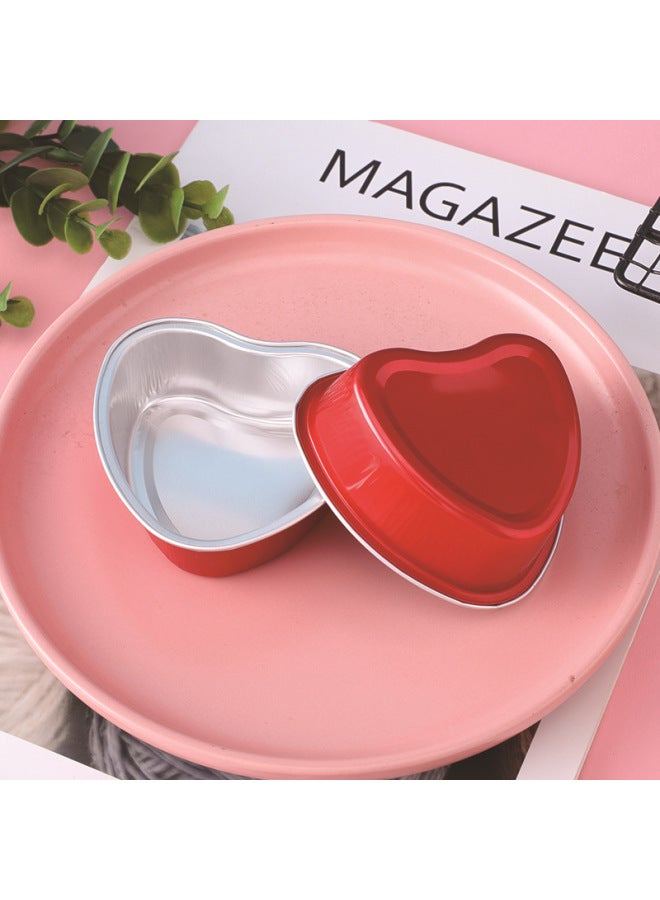 Household Aluminum Foil Tin Paper Box Air Fryer Special Disposable Cake Pudding Baking Mold Small Tin Paper Box Cup-Specifications:Cow Color Heart-shaped  100ml-Color:Without Cover  - Image 4