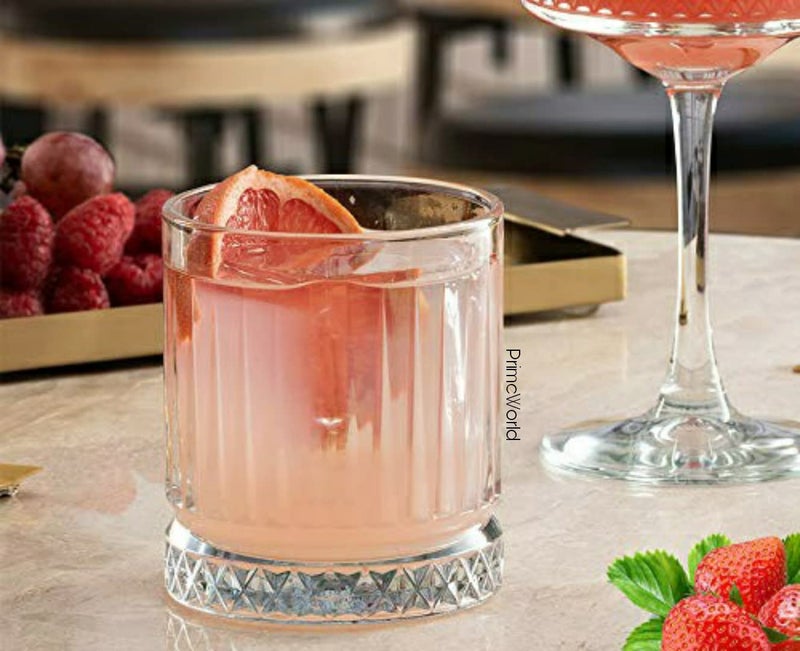 PrimeWorld كؤوس ويسكي كريستالية أوروبية خالدة مجموعة من 6 قطع - 355 مل زجاج بار لشرب البوربون، الويسكي، السكوتش، الكوكتيلات، الكونياك - كؤوس كوكتيل قديمة الطراز - Image 5