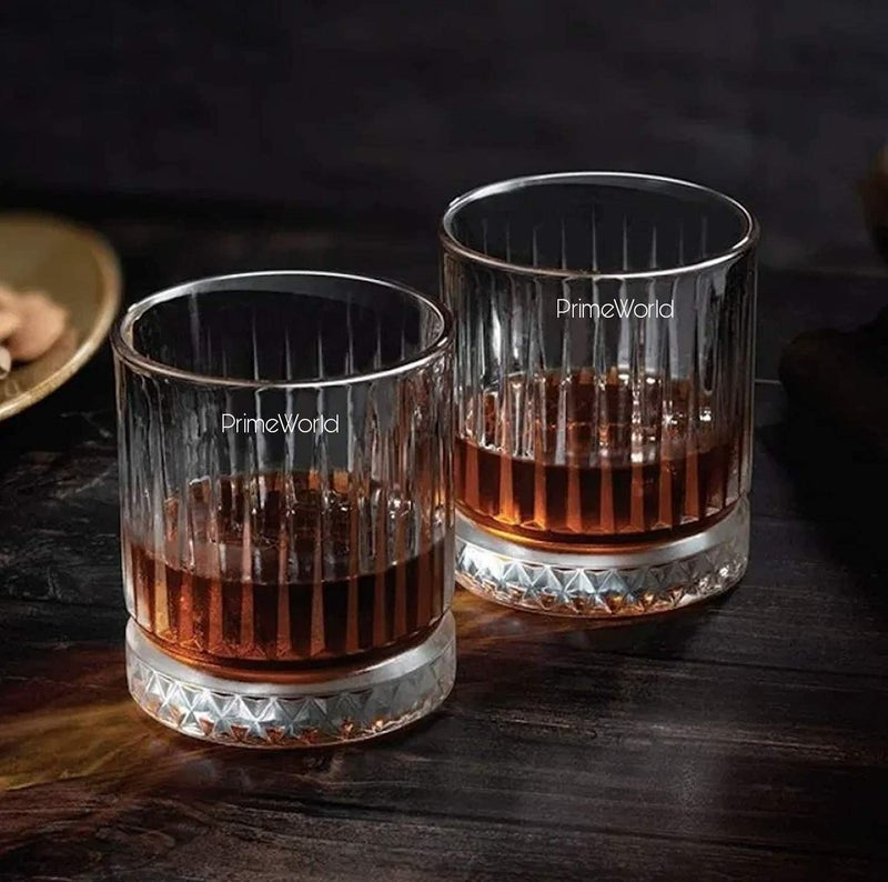 PrimeWorld كؤوس ويسكي كريستالية أوروبية خالدة مجموعة من 6 قطع - 355 مل زجاج بار لشرب البوربون، الويسكي، السكوتش، الكوكتيلات، الكونياك - كؤوس كوكتيل قديمة الطراز - Image 4