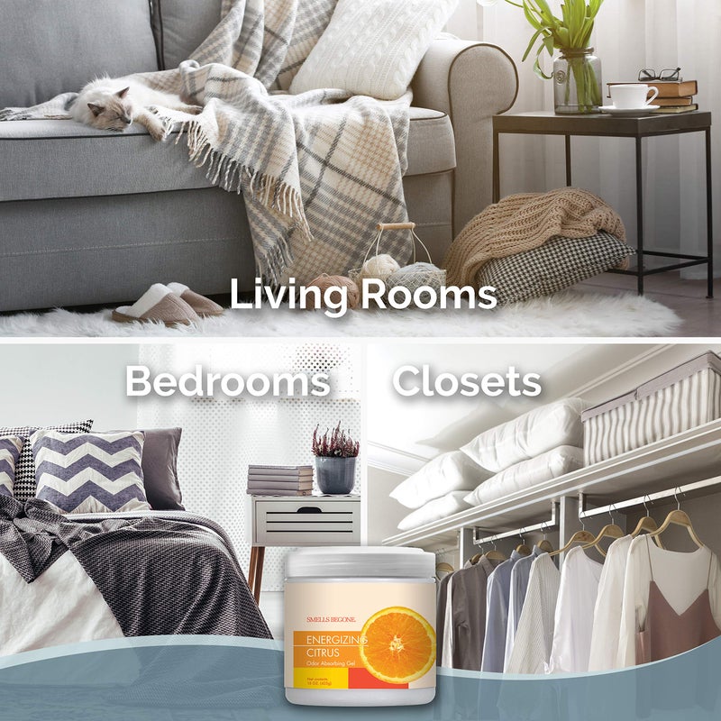 Smells Begone 15 Oz Air Freshener Odor Absorber Gel - Absorbs Odor From Bathrooms  Cars  Pet Areas  Boats & Rvs - Made With Essential Oils - Energizing Citrus Scent - Image 3