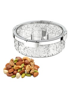 Fruit Tray Fruit Bowl for Kitchen Counter Luxurious Sealed Nut Snack Storage Box with 6 Compartment Divided Serving Tray with Lid Holiday Candy Box Dry Fruit Plate for Living Room Party