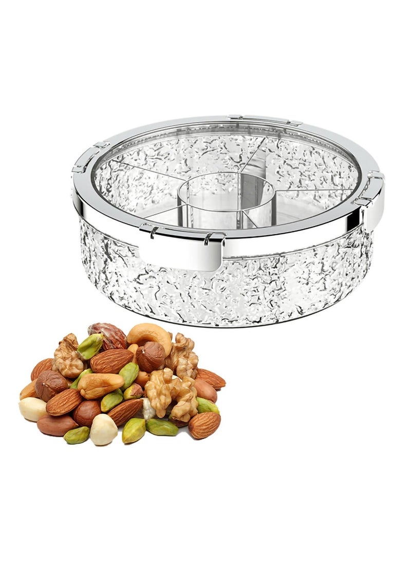 Generic - Fruit Tray Fruit Bowl for Kitchen Counter Luxurious Sealed Nut Snack Storage Box with 6 Compartment Divided Serving Tray with Lid Holiday Candy Box Dry Fruit Plate for Living Room Party - Image 1