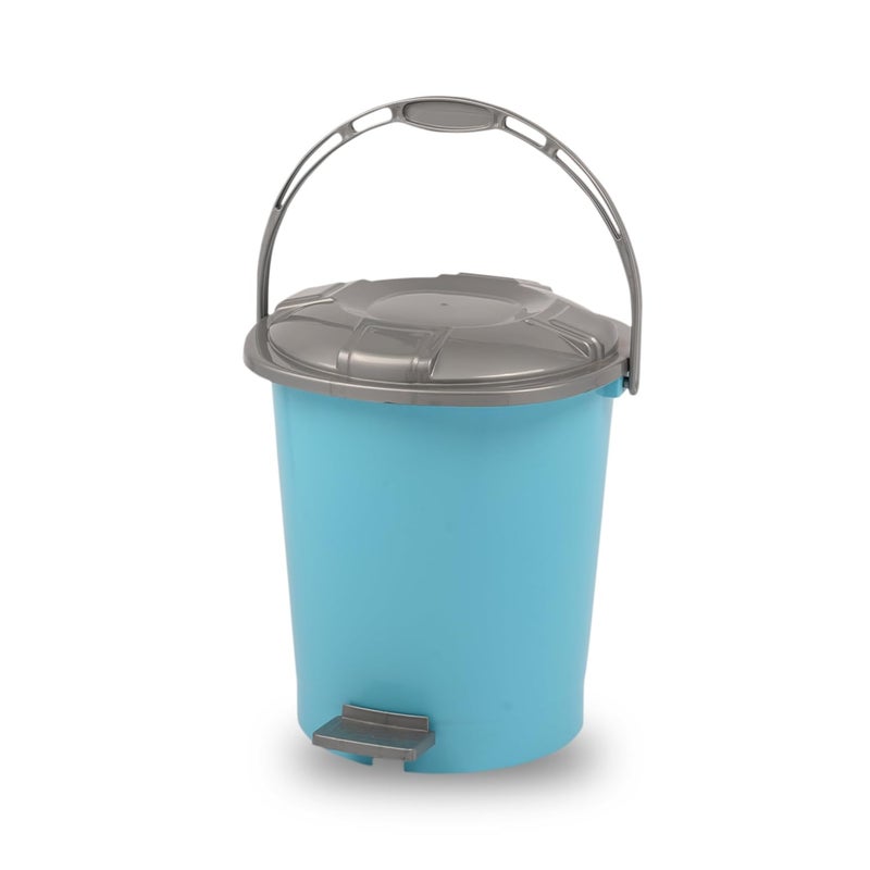 Kuber Industries Kuber Industries Pack of 2 Pedal Dustbin 10 Liter Bathroom Dustbin with Lid Garbage Bin with Handle Dustbin for Kitchen Wet Dry Waste Bin Grey Check Dhakan Trash Can Sky Blue  - Image 2