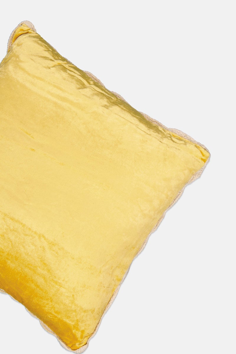Unique Living Velvet Sascha Cushion, Bamboo Yellow  - Image 3
