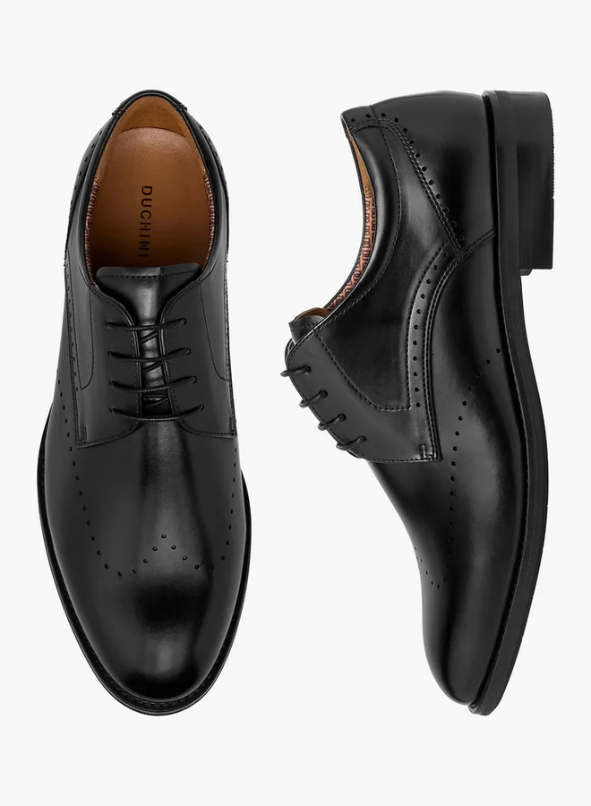 DUCHINI Men's Cutout Detail Lace-Up Derby Shoes