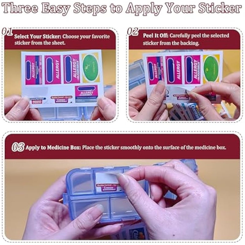 عربست منظم حبوب الدواء مع ملصقات ادوية للسفر اليومي من ايوي، منظم ادوية صغير لتنظيم حبوب الدواء لمدة 7 ايام (زهري، 161 عبوة) - Image 2