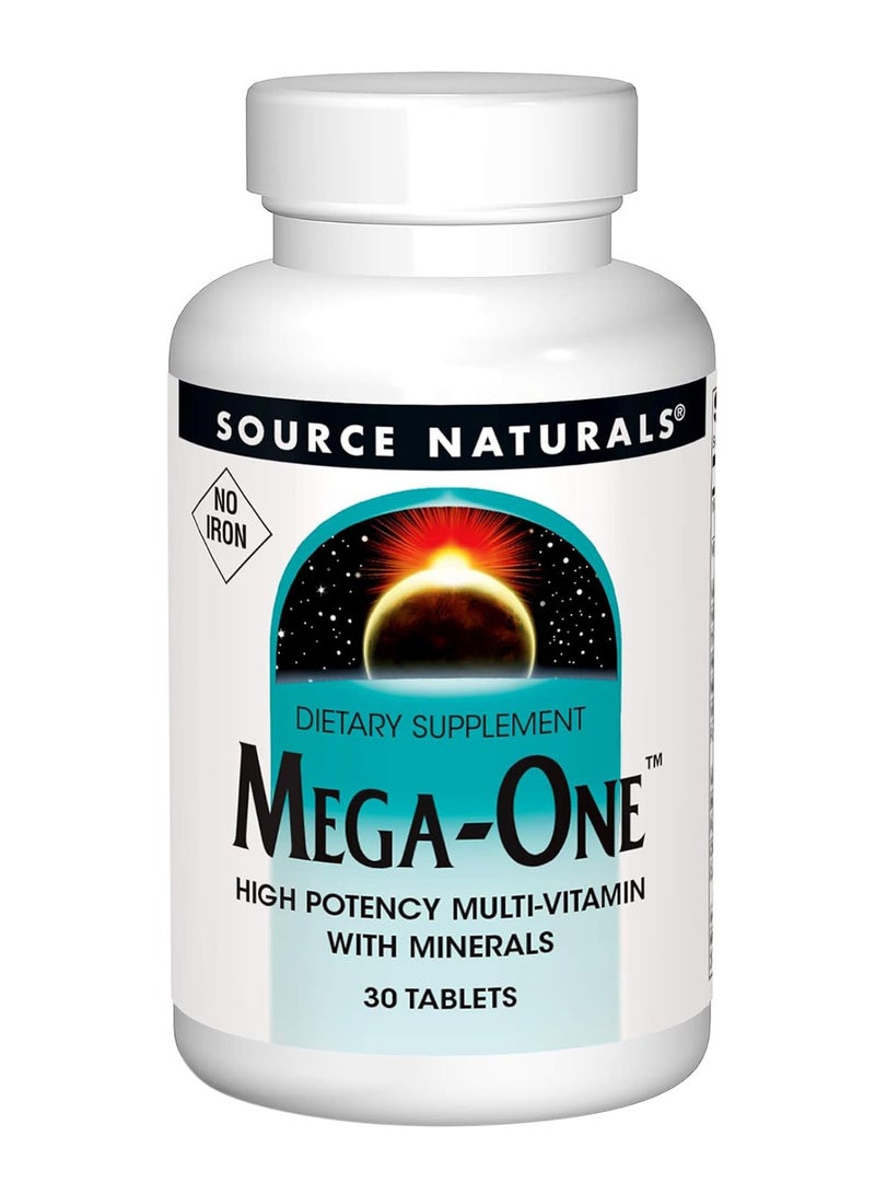 Source Naturals Mega One No Iron 30 Tablets High Potency Multivitamin  - Image 1