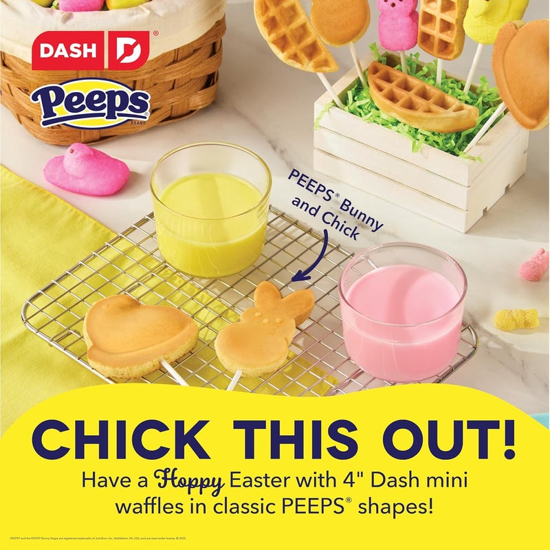 Dash PEEPS x Chick Mini Waffle Maker for Individual Waffles, Hash Browns, Keto Chaffles with Easy to Clean, Non-Stick Surfaces, 4 Inch - Yellow - Image 2