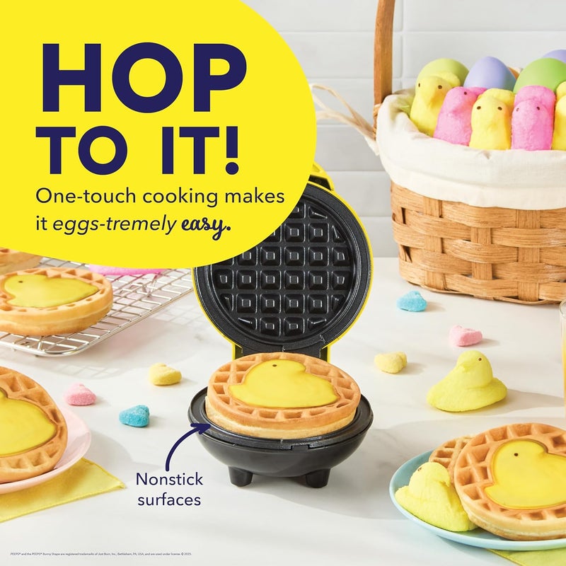 Dash PEEPS x Chick Mini Waffle Maker for Individual Waffles, Hash Browns, Keto Chaffles with Easy to Clean, Non-Stick Surfaces, 4 Inch - Yellow - Image 4