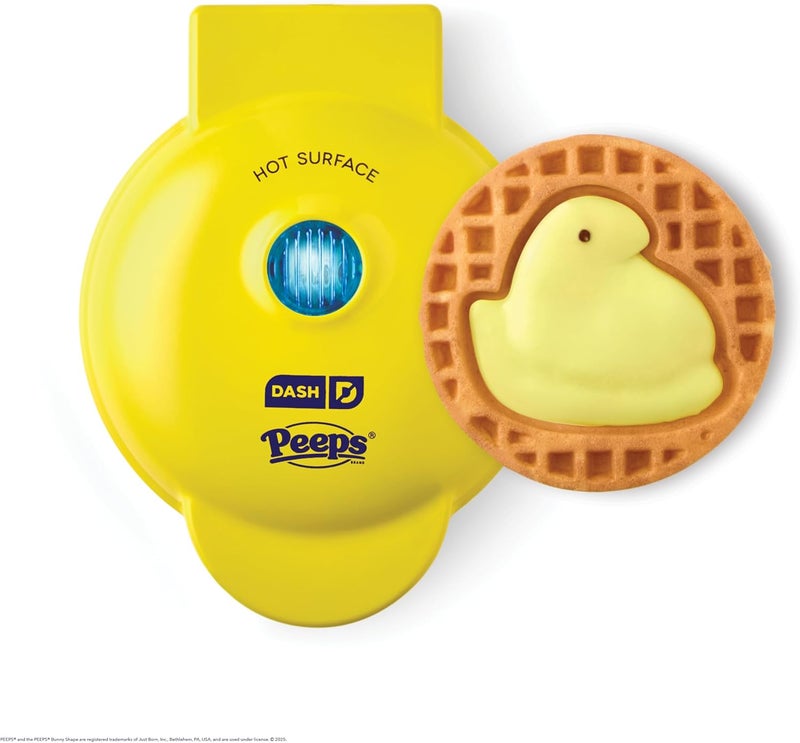 Dash PEEPS x Chick Mini Waffle Maker for Individual Waffles, Hash Browns, Keto Chaffles with Easy to Clean, Non-Stick Surfaces, 4 Inch - Yellow - Image 1