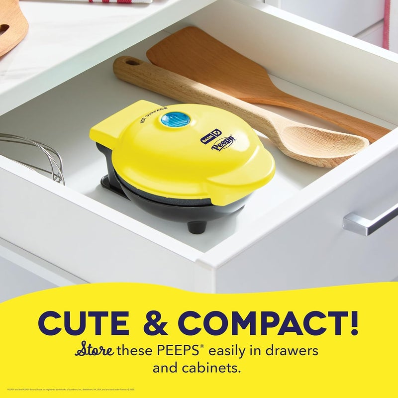 Dash PEEPS x Chick Mini Waffle Maker for Individual Waffles, Hash Browns, Keto Chaffles with Easy to Clean, Non-Stick Surfaces, 4 Inch - Yellow - Image 5