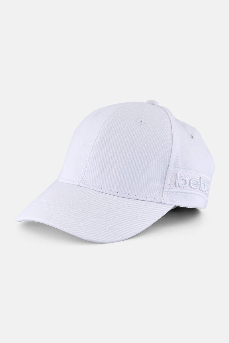 bebe قبعة قابلة للتعديل بشعار مطرز للنساء، بيضاء - Image 1