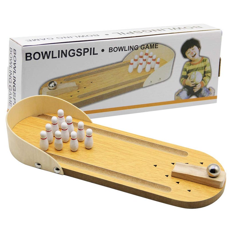 MorTime Mini Wooden Desktop Bowling Game Toy Classic Desk Ball for Kids - Image 2