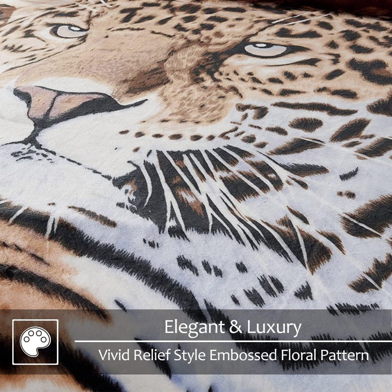 JYK Korean Mink Fleece Blanket for King Bed 83" X 91", 5.7 LB - 2 Ply Reversible Soft Warm Plush Flannel Blanket (King, Tiger/Leopard) - Image 5