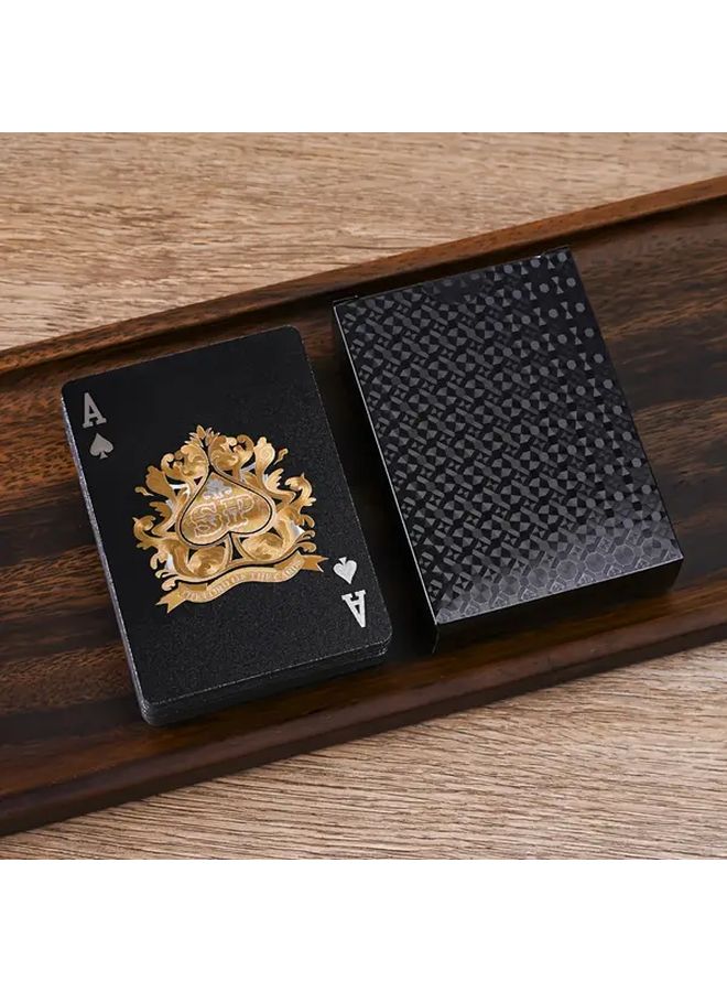أوراق البوكر ذات الرقائق السوداء والذهبية، مجموعة بلاستيكية فاخرة مقاومة للتناثر - Image 1