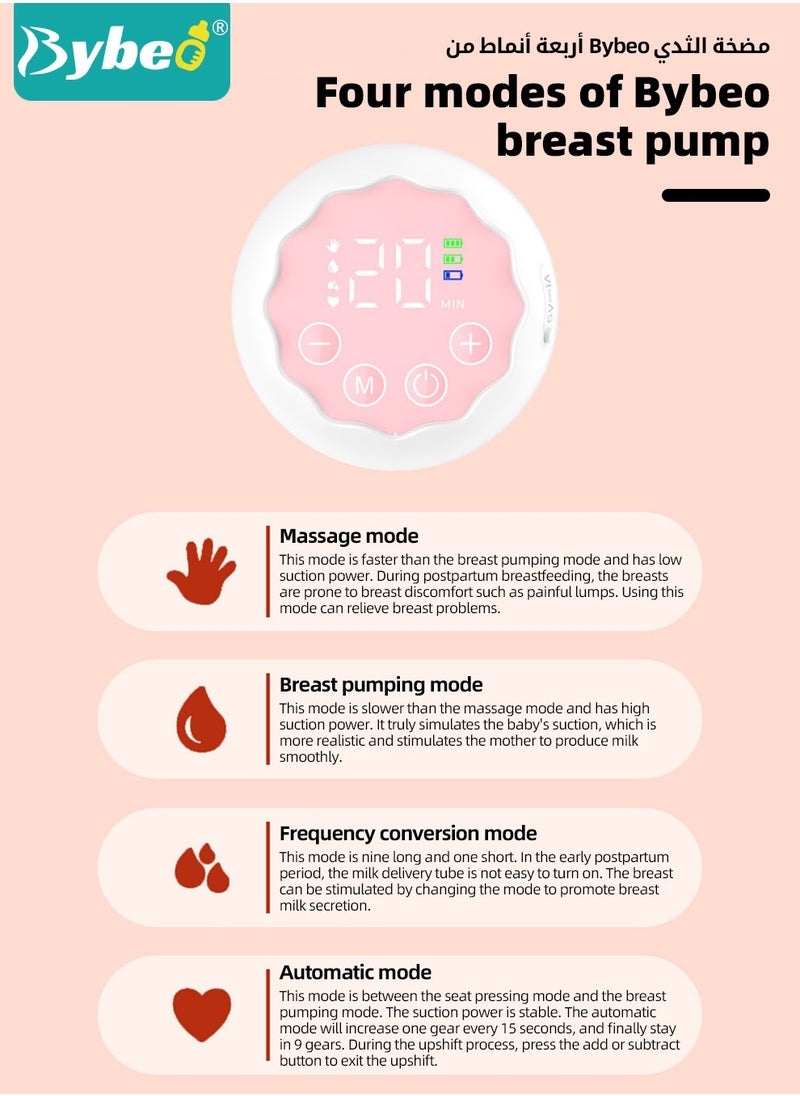 Bybeo Wearable Breast Pump with 30 PCS Breastmilk Storage Bags, Hands-Free Electric Breast Pump, Portable and Wireless Breast Pump with 4 Modes & 12 Levels, LCD Display, Low Noise  - Image 5