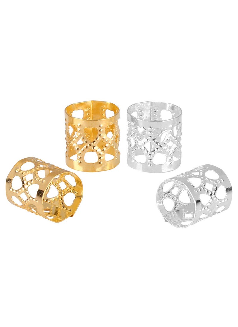 Tbestmax Tbestmax 200 pcs Dreadlocks Beads Hair Braid Rings Clips Dread Locks Hair Braiding Metal Cuffs Decoration/Accessories Jewelry, Silver and Gold 