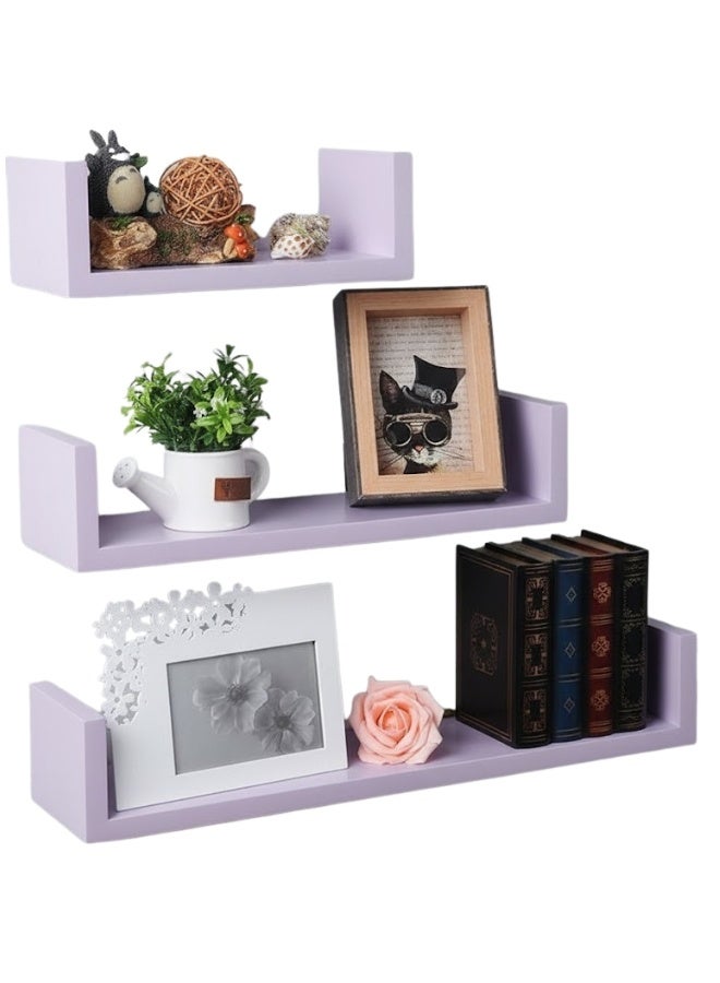 هابي هوم طقم 3 رفوف حائط بلاستيكية بتصميم عصري – رفوف ديكور عائمة لتخزين وتنظيم الغرف، بمقاسات مختلفة (50×10 سم، 37×10 سم، 27×10 سم) – سهلة التركيب ومناسبة لغرفة المعيشة، المطبخ، والحمام - Image 1