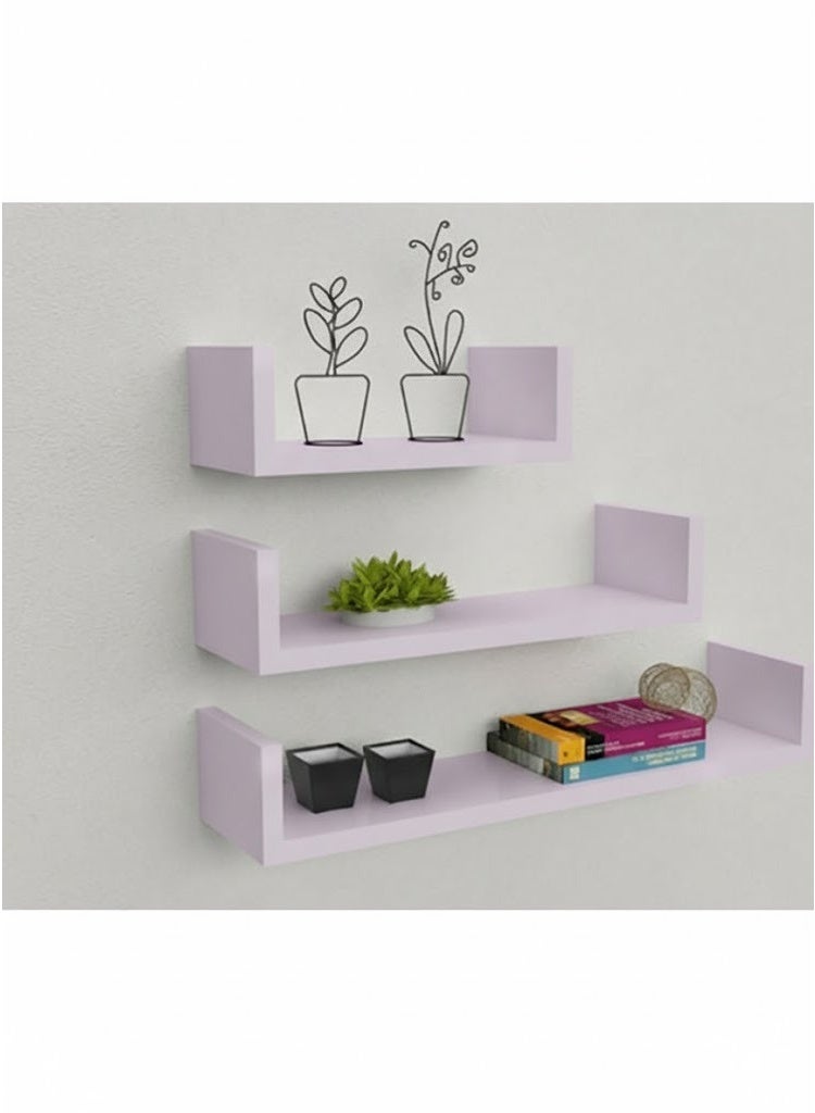 هابي هوم طقم 3 رفوف حائط بلاستيكية بتصميم عصري – رفوف ديكور عائمة لتخزين وتنظيم الغرف، بمقاسات مختلفة (50×10 سم، 37×10 سم، 27×10 سم) – سهلة التركيب ومناسبة لغرفة المعيشة، المطبخ، والحمام - Image 5