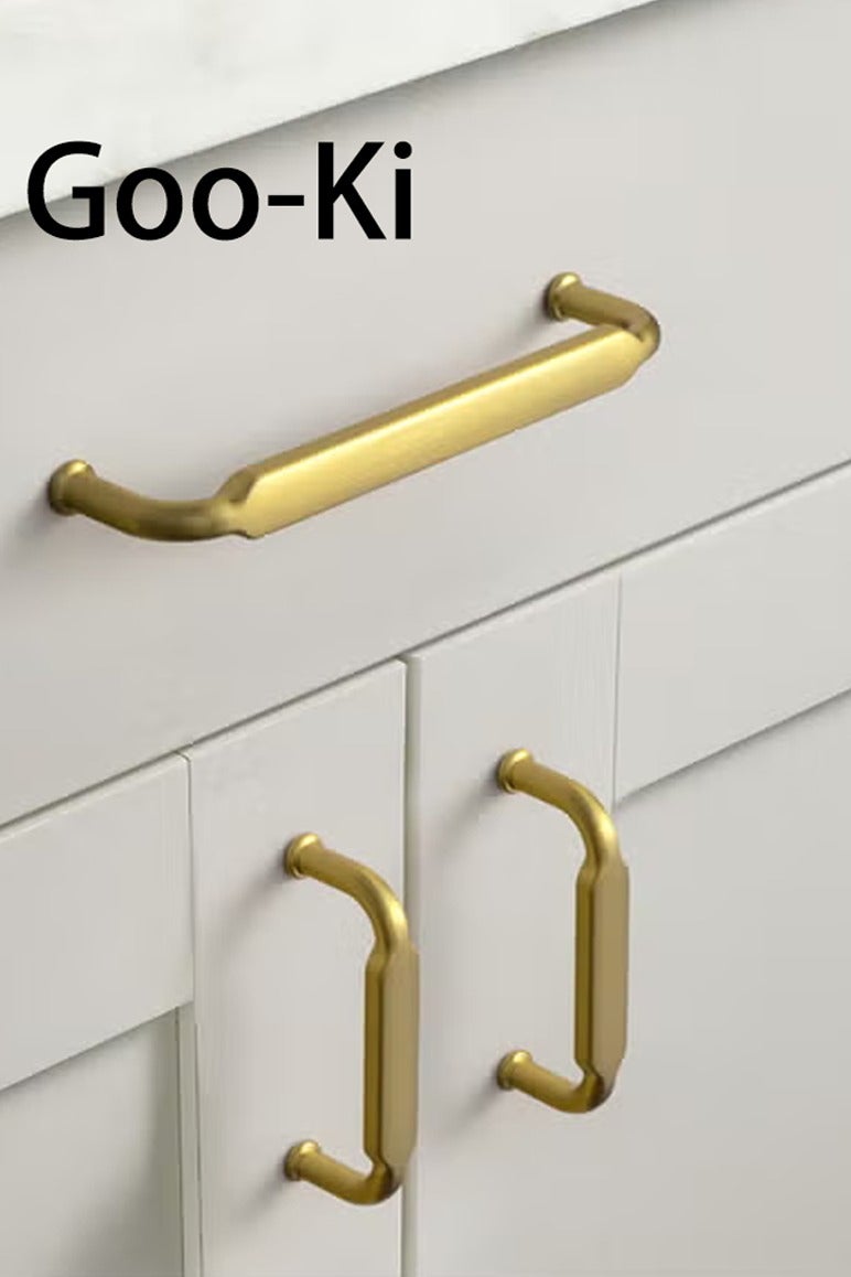 Goo-Ki مجموعة من 6 مقبض سحب المطبخ من خلائط الزنك والنحاس المصقول، مقبض الدواليب، نمط أمريكي، سحب عتيق لمعدات الأثاث. - Image 1