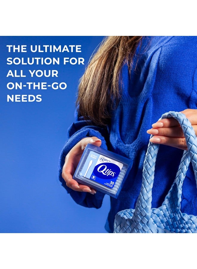 كيو-تيبس أعواد قطنية للسفر، 30 قطعة، عبوة واحدة زرقاء - Image 4