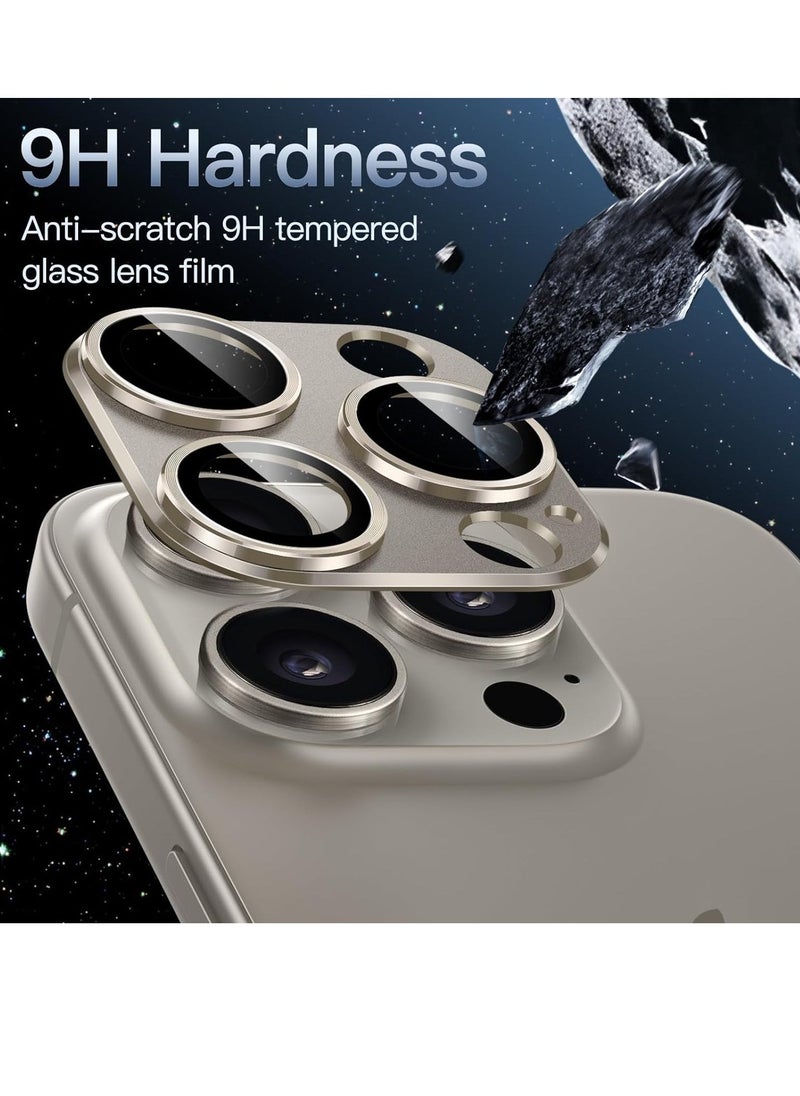 Raxoom Camera Lens Protector for iPhone 15 Pro 6.1-Inch and iPhone 15 Pro Max 6.7-Inch, Full Coverage 9H Tempered Glass Ring Cover, Matte Metal Plate, Case Friendly, 1-Pack (Natural Titanium) - Image 3