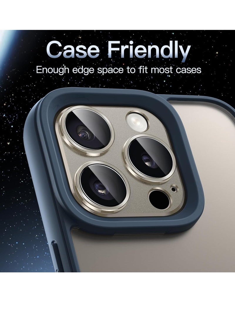 Raxoom Camera Lens Protector for iPhone 15 Pro 6.1-Inch and iPhone 15 Pro Max 6.7-Inch, Full Coverage 9H Tempered Glass Ring Cover, Matte Metal Plate, Case Friendly, 1-Pack (Natural Titanium) - Image 5