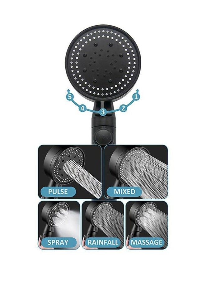 joyzzz Shower Head, High Pressure Handheld Shower Head With 5 Settings, Sticky Shower Head Holder (adjustable Height/angle, Extra 1.5m Shower Hose） - Image 2