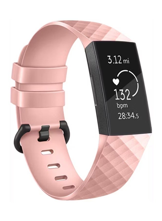 ديفيا سوار ساعة ديلوكس سيريز الرياضي المصنوع من السيليكون لساعة فيتبيت تشارج 3 و4 / مصنوع من السيليكون الممتاز / مريح الملمس / مرن / مقاوم للماء - وردي