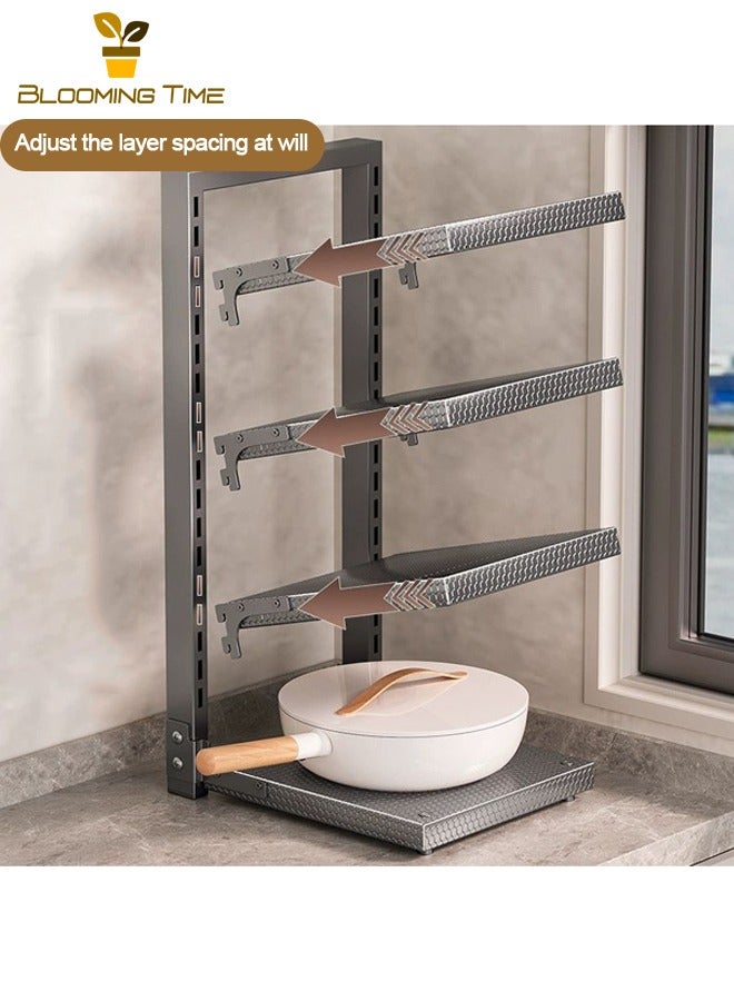 BLOOMING TIME Kitchen Storage Rack, Multi-Tiered Sink Pot Rack for Home Use, Cabinet-Mounted Multi-Tiered Pot Storage Rack, Freestanding Kitchen Countertop Storage Rack, Adjustable Multi-Tiered Sink Cabinet Rack, Black - Image 3