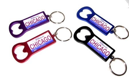 Great Chicago Gifts Chicago Bottle Opener License Keychains  Set of 4