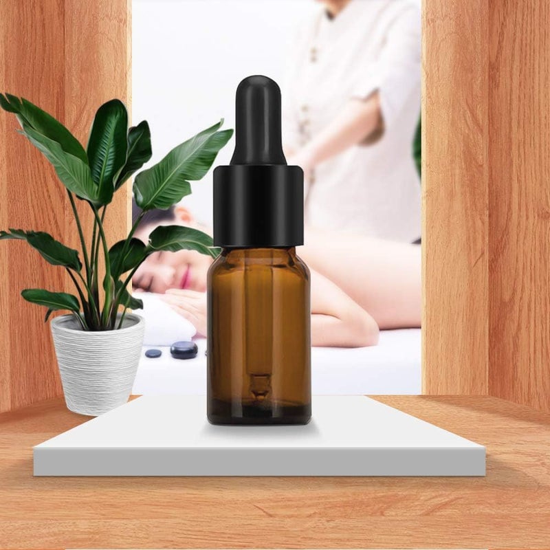YLX 12 قطعة، زجاجات 10 مل، زجاجات قطارة زيت عطري كهرمانية صغيرة فارغة مع قمع صغير لزيوت التدليك والعطور وزجاجات الأدوية للعلاج العطري - Image 3