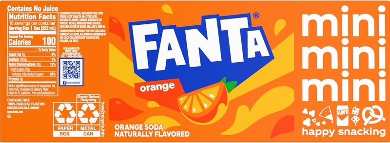 Fanta فانتا برتقال صودا علب صغيرة، 7.5 أونصة سائلة، 10 عبوة - مشروب غازي بنكهة طبيعية - Image 5