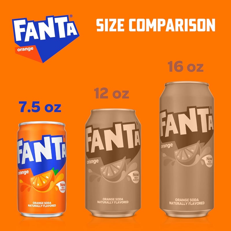 Fanta فانتا برتقال صودا علب صغيرة، 7.5 أونصة سائلة، 10 عبوة - مشروب غازي بنكهة طبيعية - Image 4