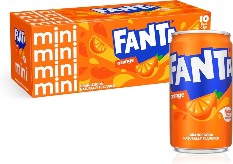 Fanta فانتا برتقال صودا علب صغيرة، 7.5 أونصة سائلة، 10 عبوة - مشروب غازي بنكهة طبيعية - Image 1