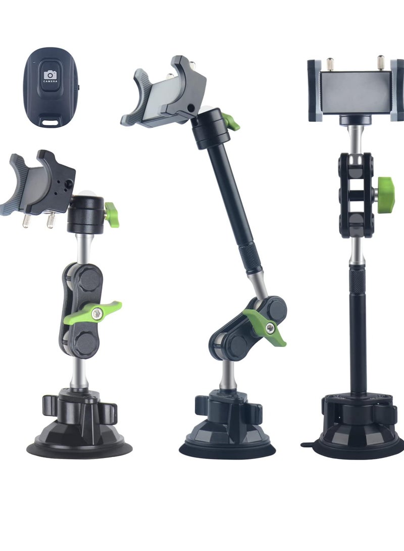 ELTRAZONE Car Phone Mount for Video Recording – Universal Magic Arm Suction Holder for Windshield, Dashboard & Vlog Shooting – Compatible with All Smartphones - Image 1