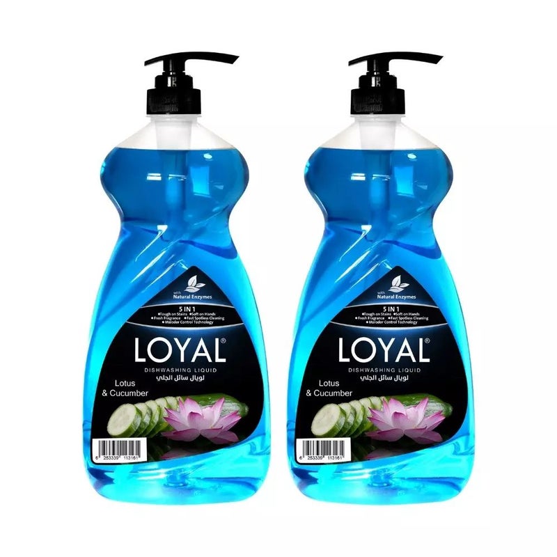 Loyal Natural Enzymes Dishwashing Liquid with Lotus And Cucumber- 2X1.5Ltr