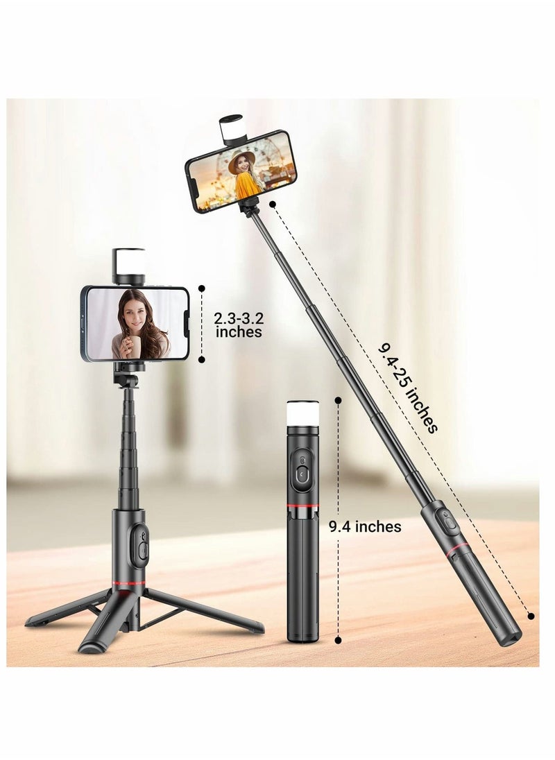 SYOSI Bluetooth Selfie Stick Tripod 270 Rotation Extendable 3 in 1 Aluminum with Fill Light Mobile Phone Bluetooth Self Timer Rotating Fill Light Tripod Live Broadcast Support for iPhone Android (Pink)  - Image 5