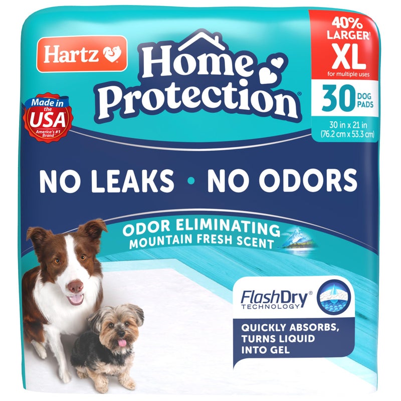 Hartz Home Protection Mountain Fresh Scented USA Made Dog Pads XL 30 Count Super Absorbent Wont Leak Odor Eliminating