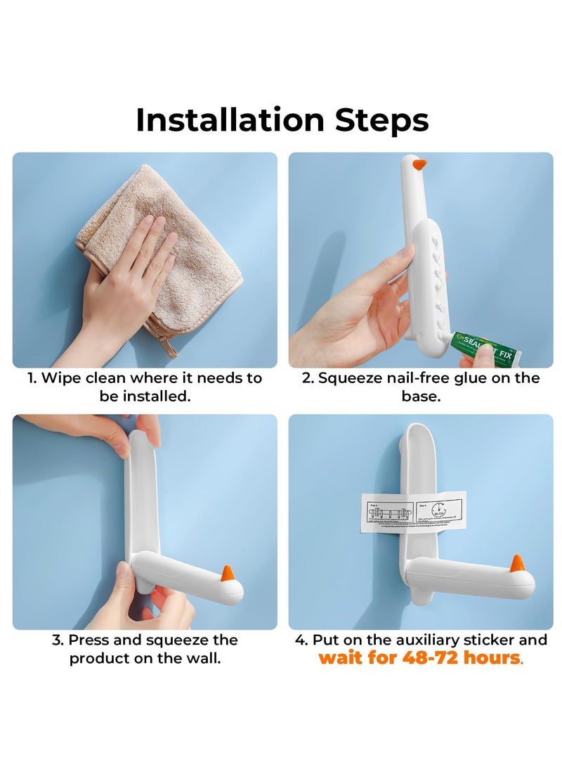 KASTWAVE 2 Pack Wall Hooks, Adhesive Hooks for Walls No Damage, Coat Hook with Specially Customized Sealant, Sticky Hooks for Hanging Hangers, Towels, Bags, Clothes, Bathrobes, Paper Rolls - Image 3