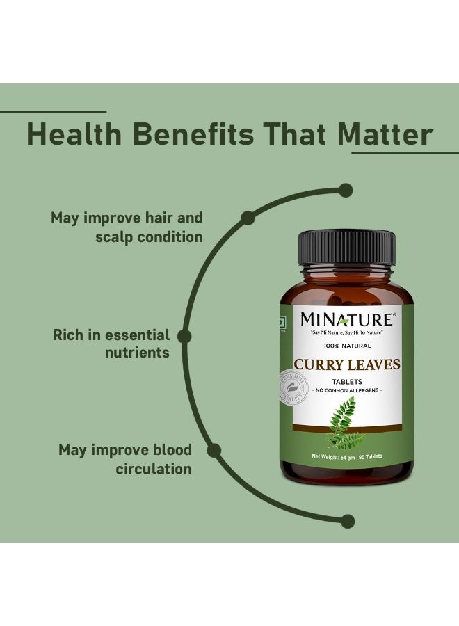 mi nature Curry Leaves Tablet (Murraya koenigii) | Pure & Natural | Free from chemical & Preservative| Plant Based Gluten Free |90 Tablet, 45 Days Supply 1000mg - Image 3